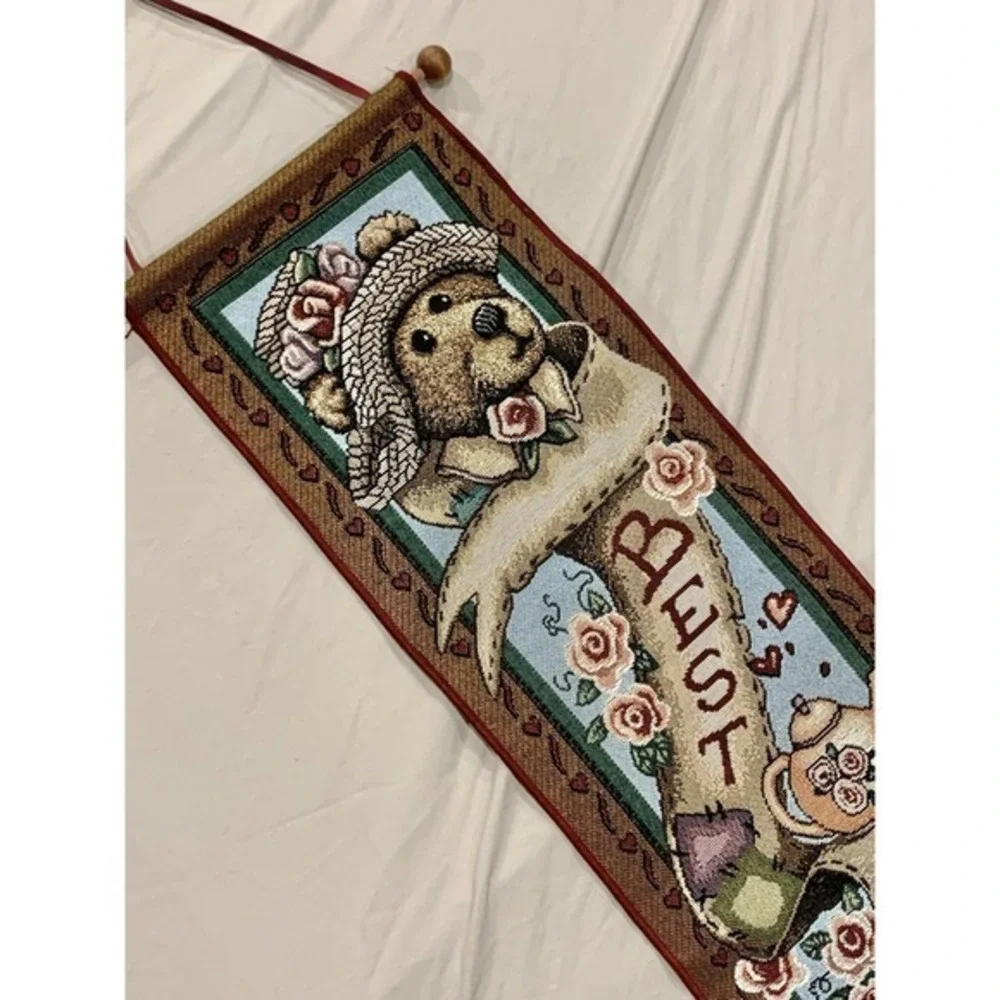 Boyds Bears Best Friends Afternoon Tea Tapestry Wall Hanging Bell Pull 7.5